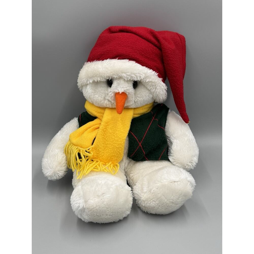 Vintage Snowman White Plush International Bazaar w/ Hat Scarf 16” READ DETAILS‎